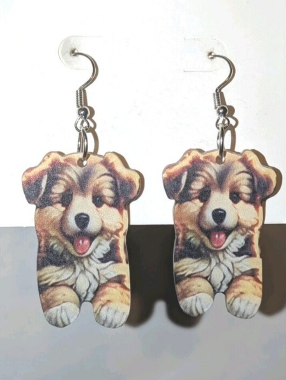 Cute Puppy Drop Earrings - Brown & Cream For Adults and Kids